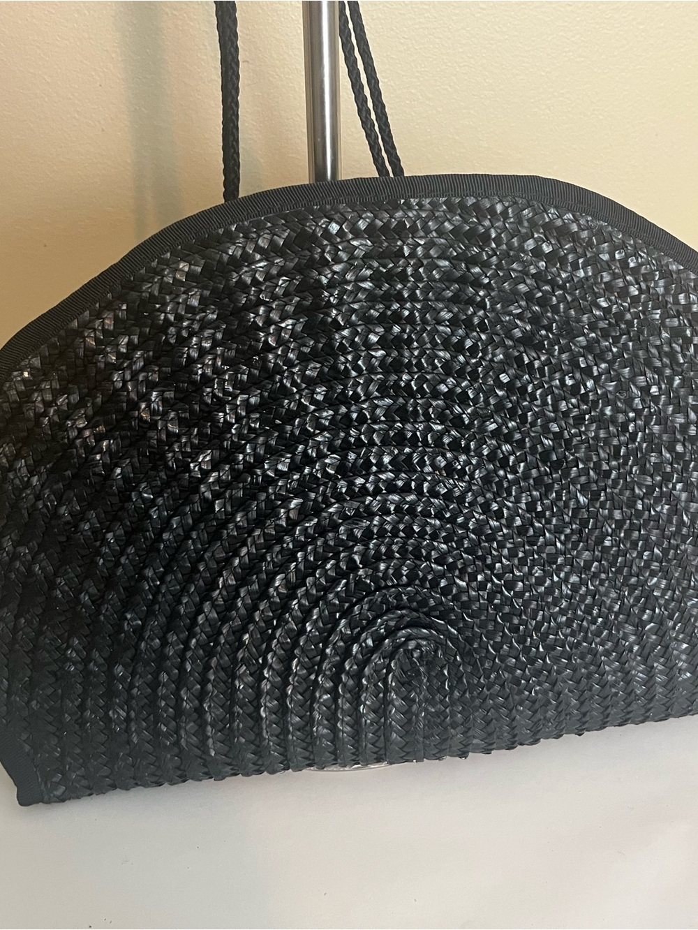 Black Woven Semi-Circle Tote